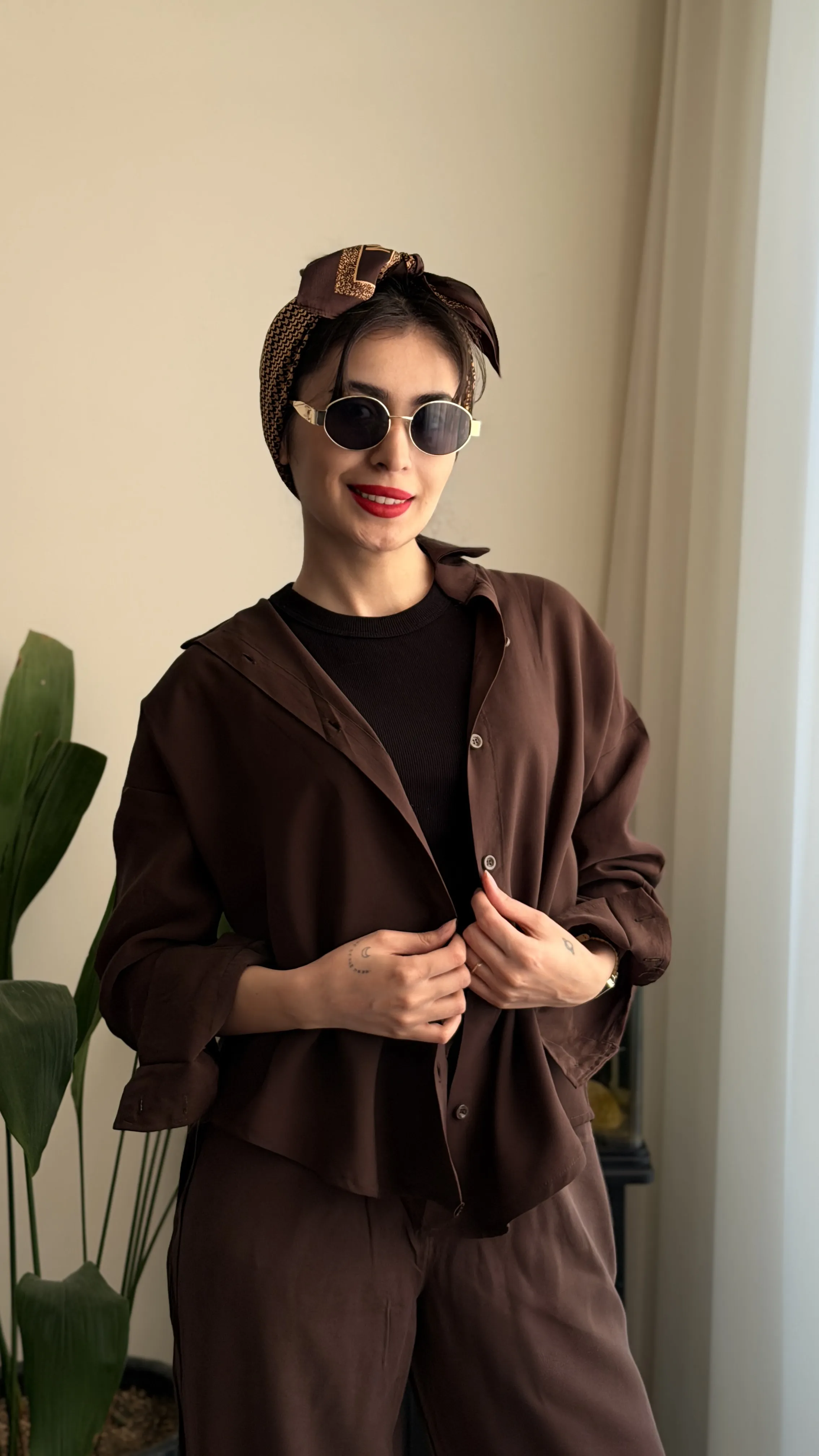 شومیز سیلک یقه پیراهنی