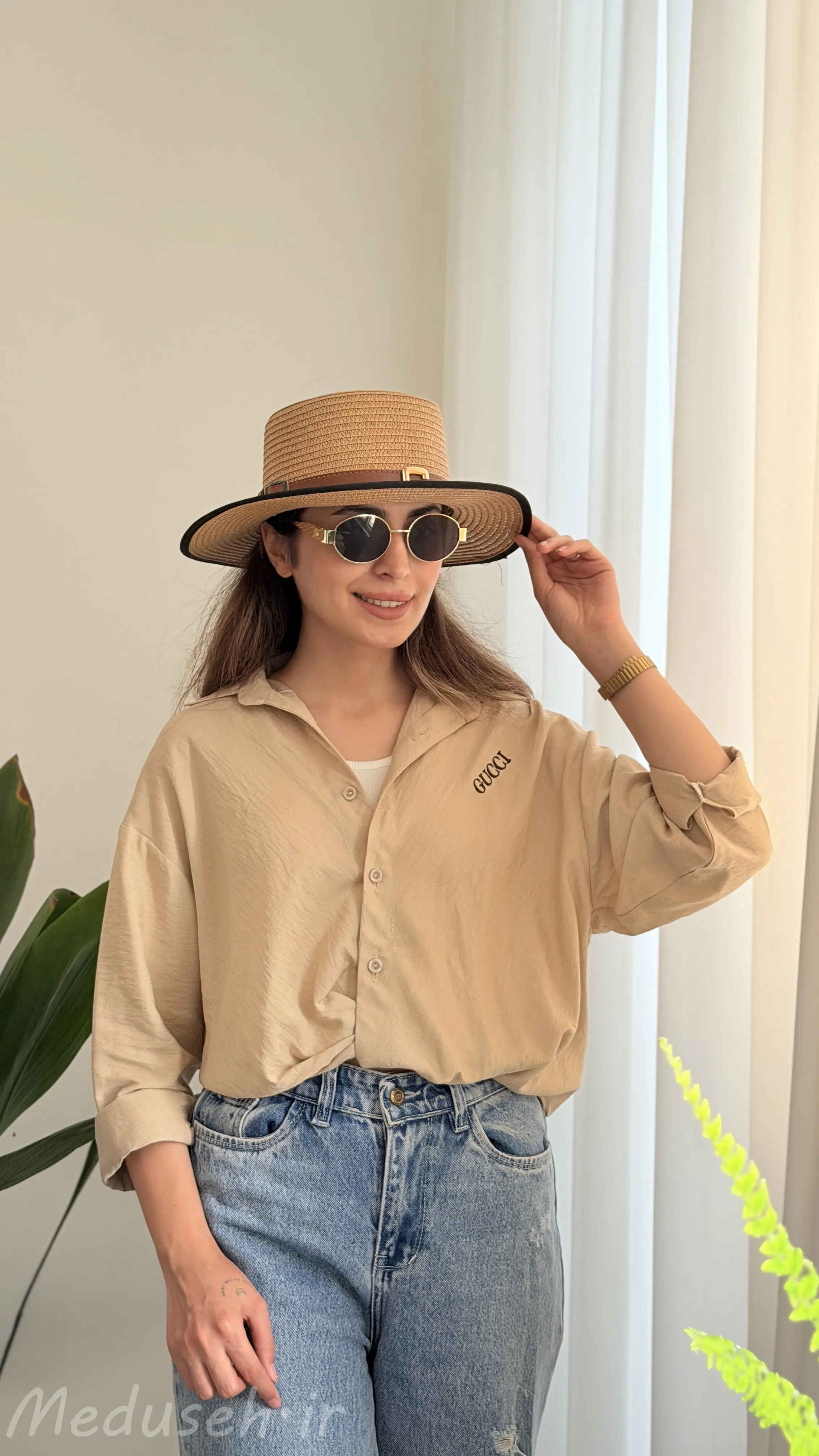 شومیز 2 تیکه جلو گره ای GUCCI